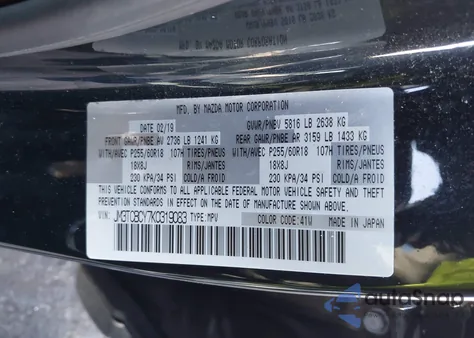 2019 Mazda Cx-9 Touring from USA, damaged, VIN JM3TCBCY7K0319083